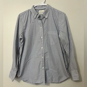 J. Crew 100% Cotton Women’s Blue and White Striped Button-Down Shirt